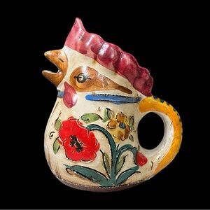 Vintage Alfonso Fusco for Amalfi Small Ceramic Hand-Painted Rooster Jug Pitcher